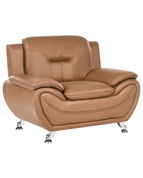 Armchair ELARA Faux Leather Golden Brown – main product view
