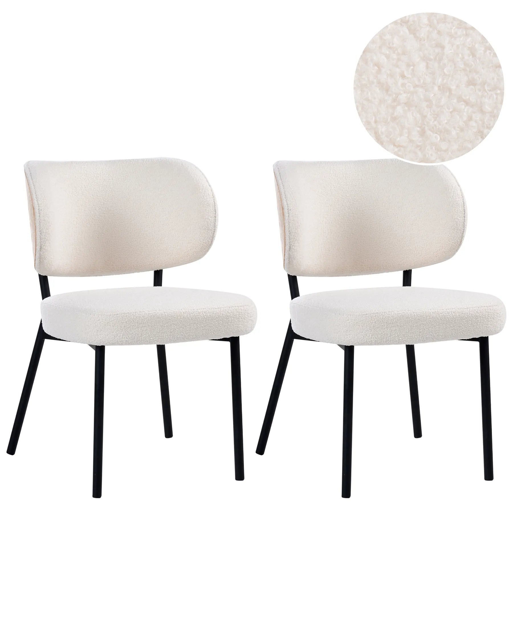 Set of 2 Dining Chairs WONDER Boucle Off-White