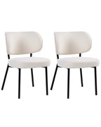 Set of 2 Dining Chairs WONDER Boucle Off-White