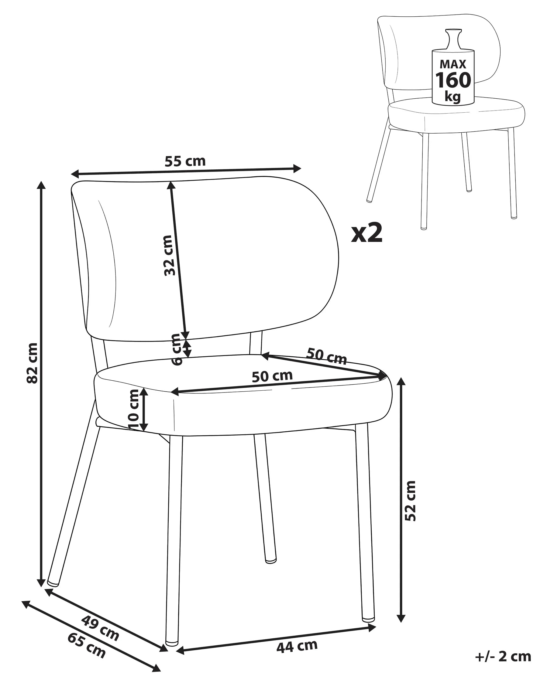 Set of 2 Dining Chairs WONDER Boucle Off-White