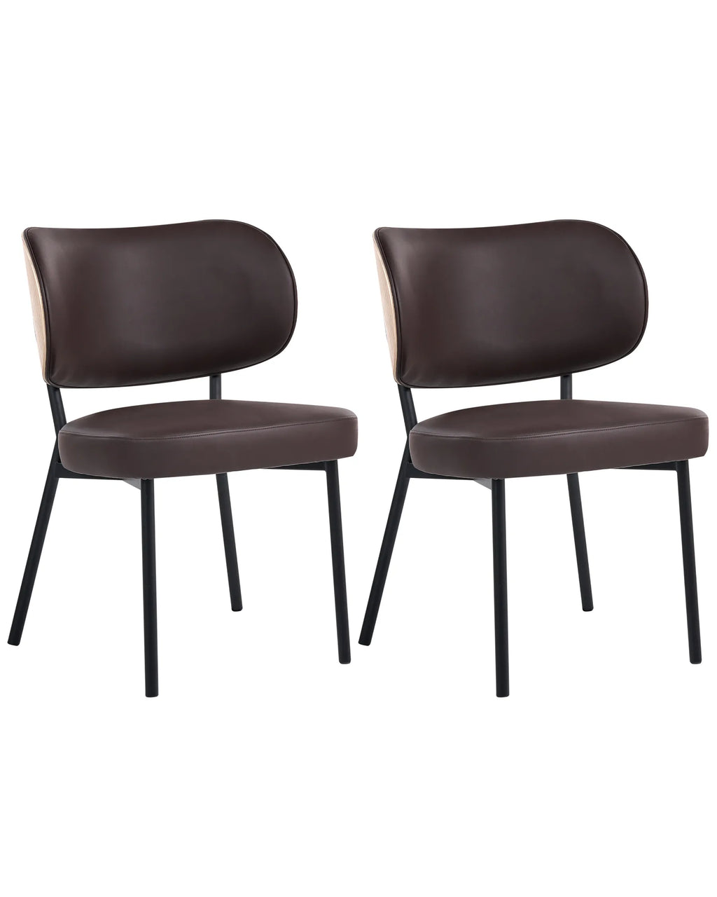 Set of 2 Dining Chairs WONDER Faux Leather Dark Brown