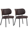 Set of 2 Dining Chairs WONDER Faux Leather Dark Brown