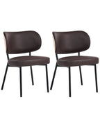 Set of 2 Dining Chairs WONDER Faux Leather Dark Brown