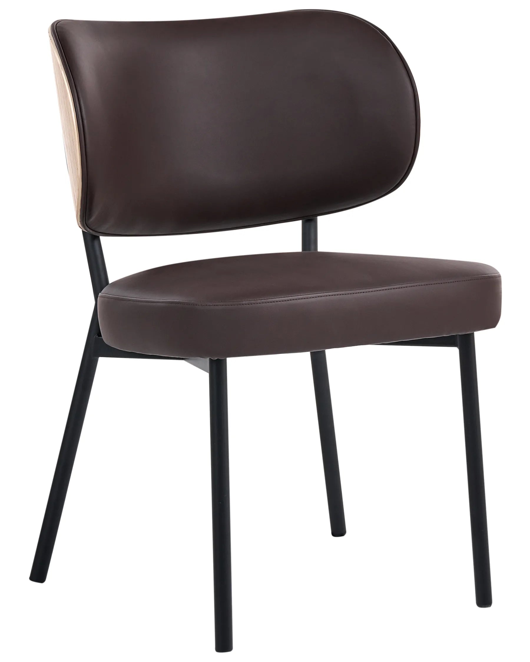 Set of 2 Dining Chairs WONDER Faux Leather Dark Brown