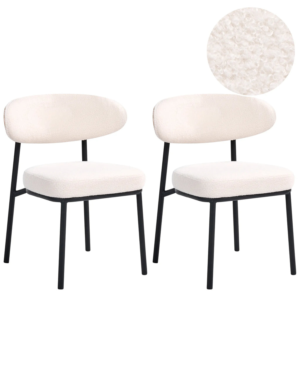 Set of 2 Dining Chairs WINTON Boucle Off-White