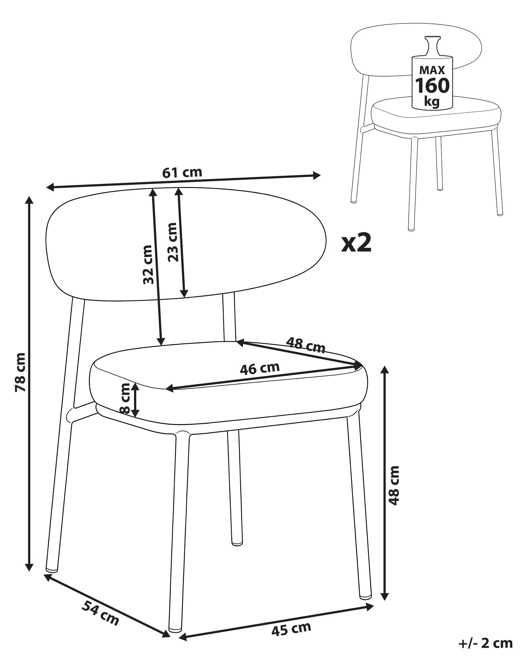 Set of 2 Dining Chairs WINTON Boucle Off-White