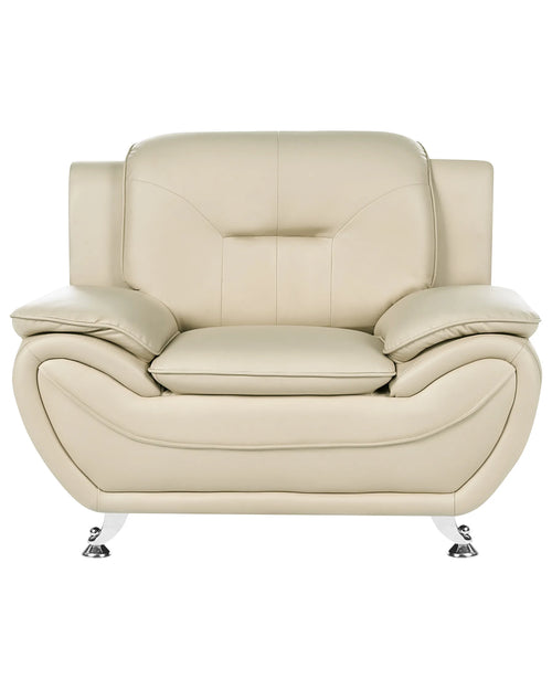 Armchair ELARA Faux Leather Beige – angled product view