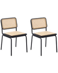 Set of 2 Dining Chairs CORVALLIS PE Rattan Black