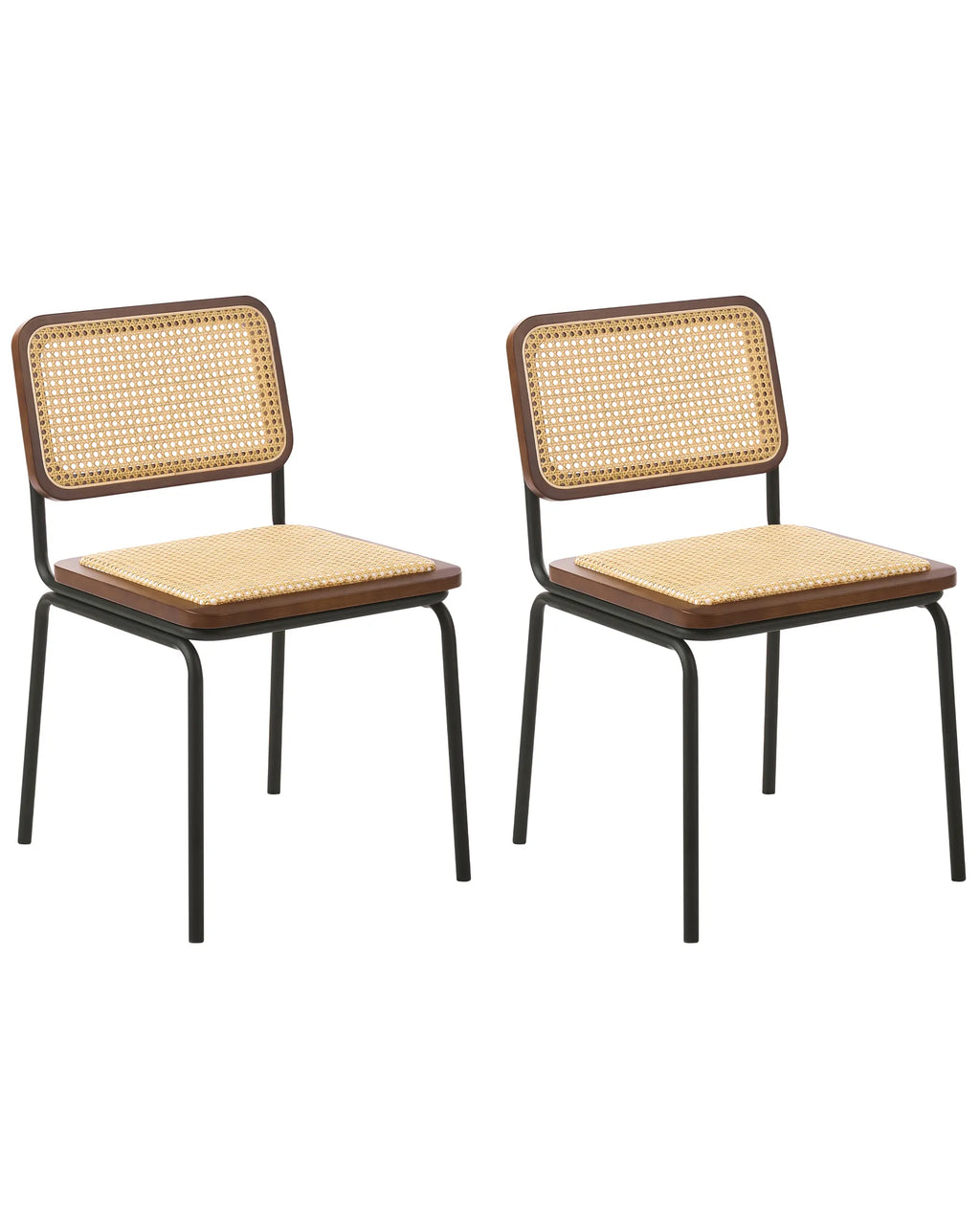 Set of 2 Dining Chairs CORVALLIS PE Rattan Brown