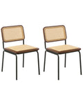 Set of 2 Dining Chairs CORVALLIS PE Rattan Brown