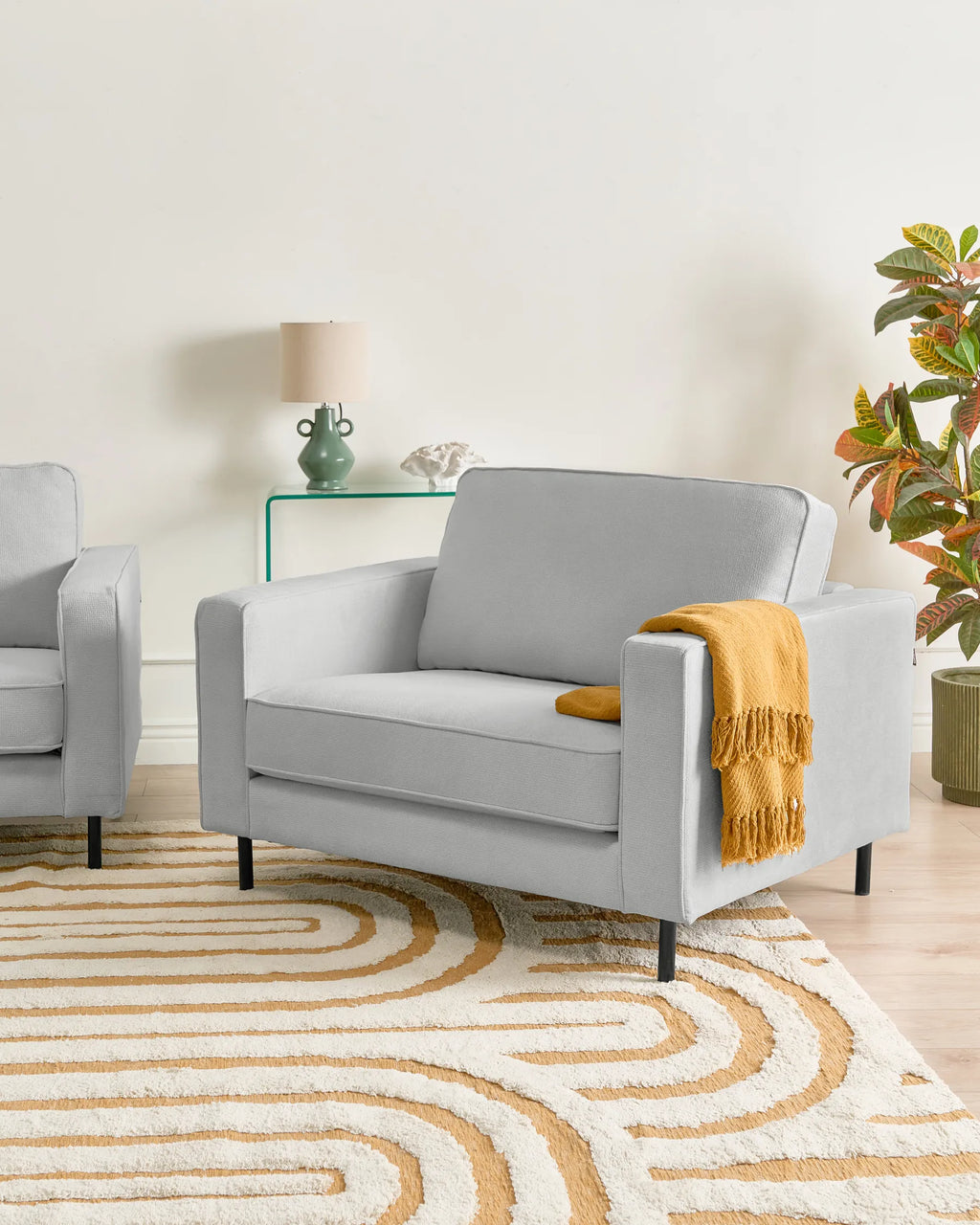 Armchair SAVALEN Fabric Light Grey