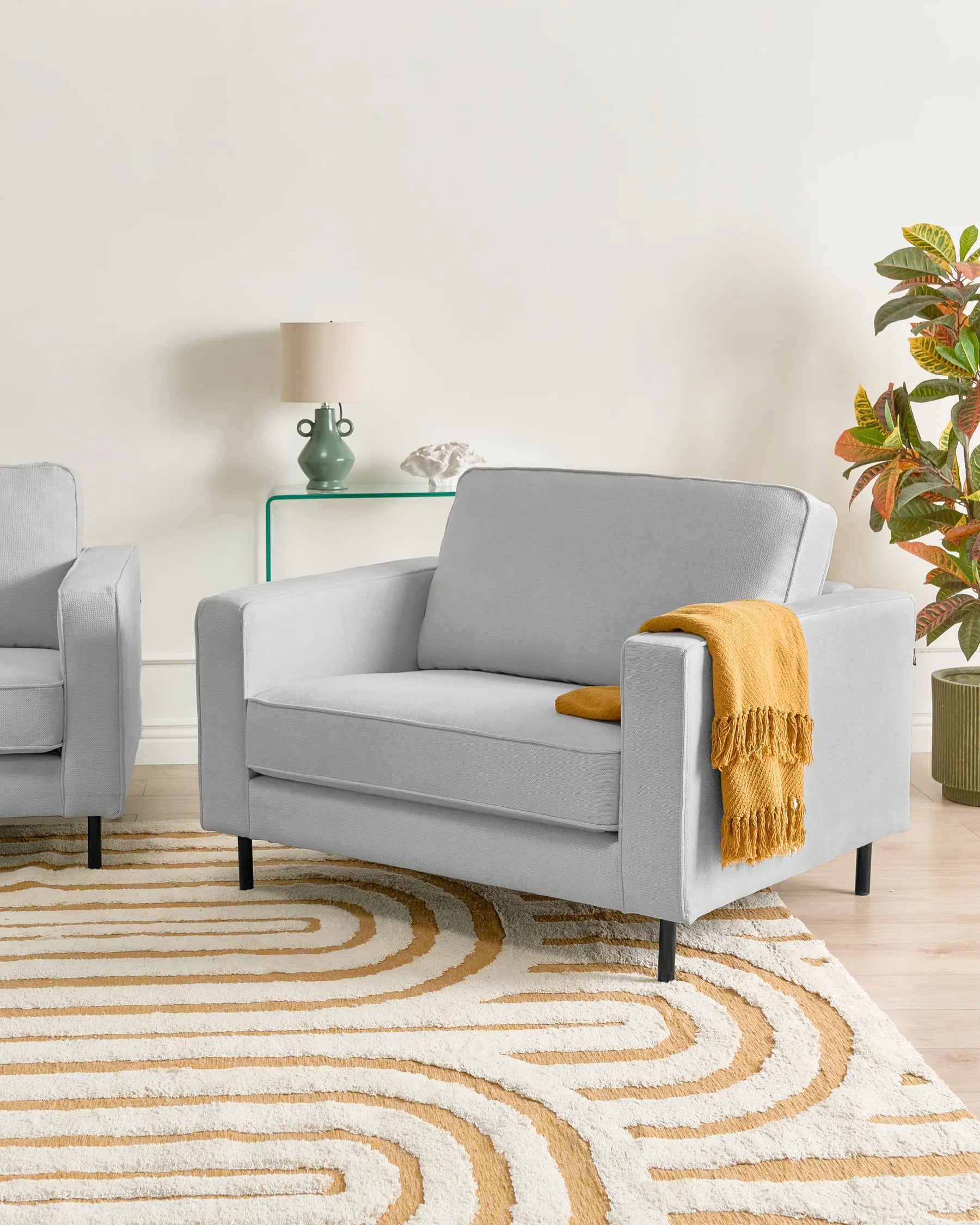 Armchair SAVALEN Fabric Light Grey