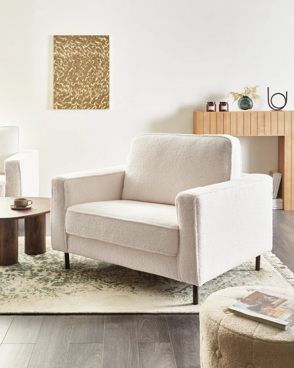 Armchair SAVALEN Boucle White
