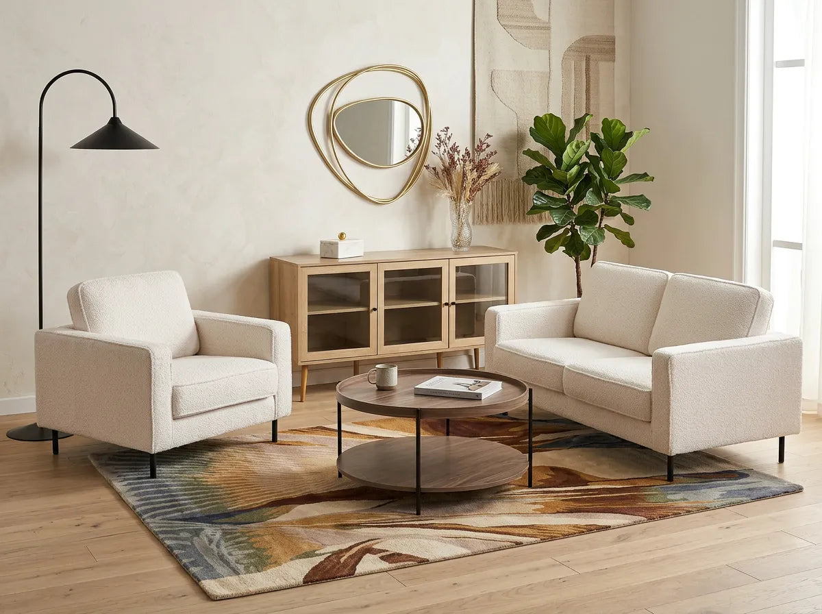 Armchair SAVALEN Boucle White