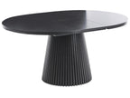Extending Dining Table MOORE Black Ash Wood 120/160 cm 120 cm