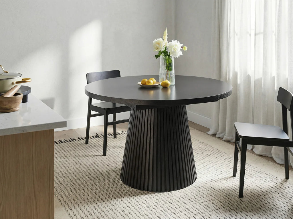 Extending Dining Table MOORE Black Ash Wood 120/160 cm 120 cm