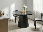 Extending Dining Table MOORE Black Ash Wood 120/160 cm 120 cm