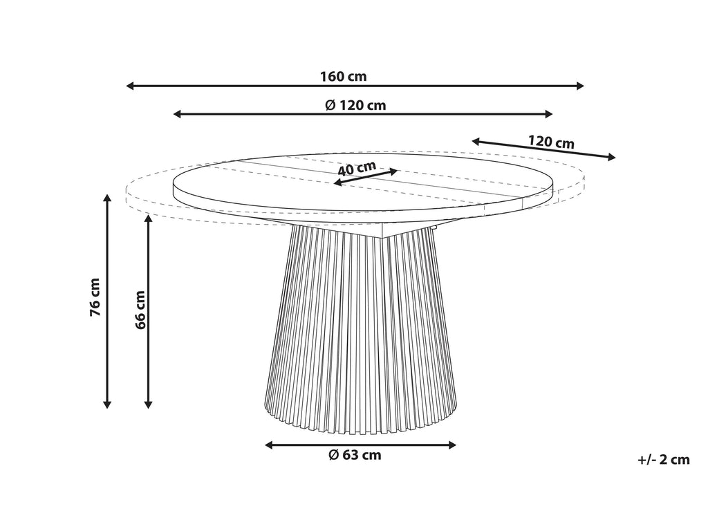 Extending Dining Table MOORE Black Ash Wood 120/160 cm 120 cm