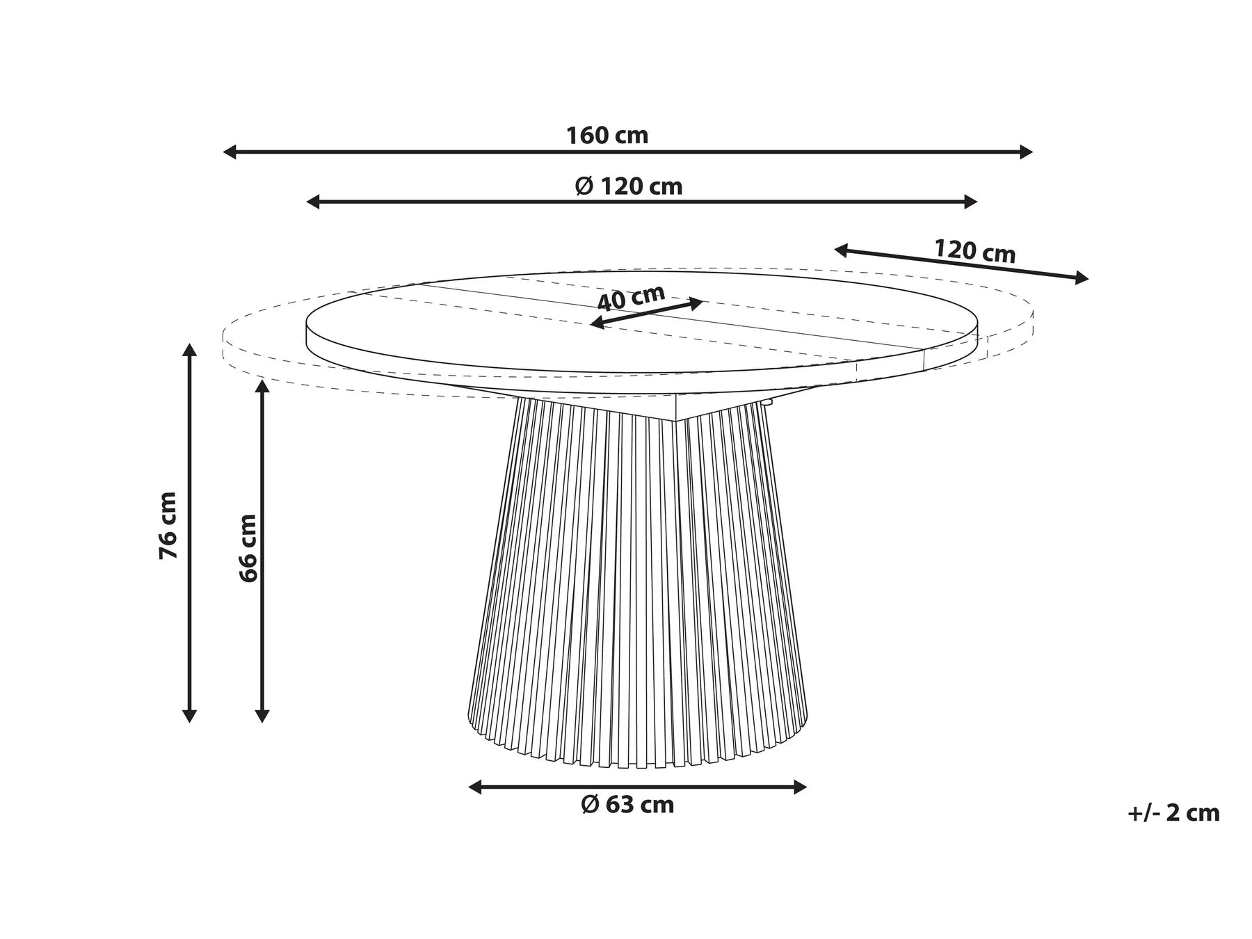 Extending Dining Table MOORE Black Ash Wood 120/160 cm 120 cm