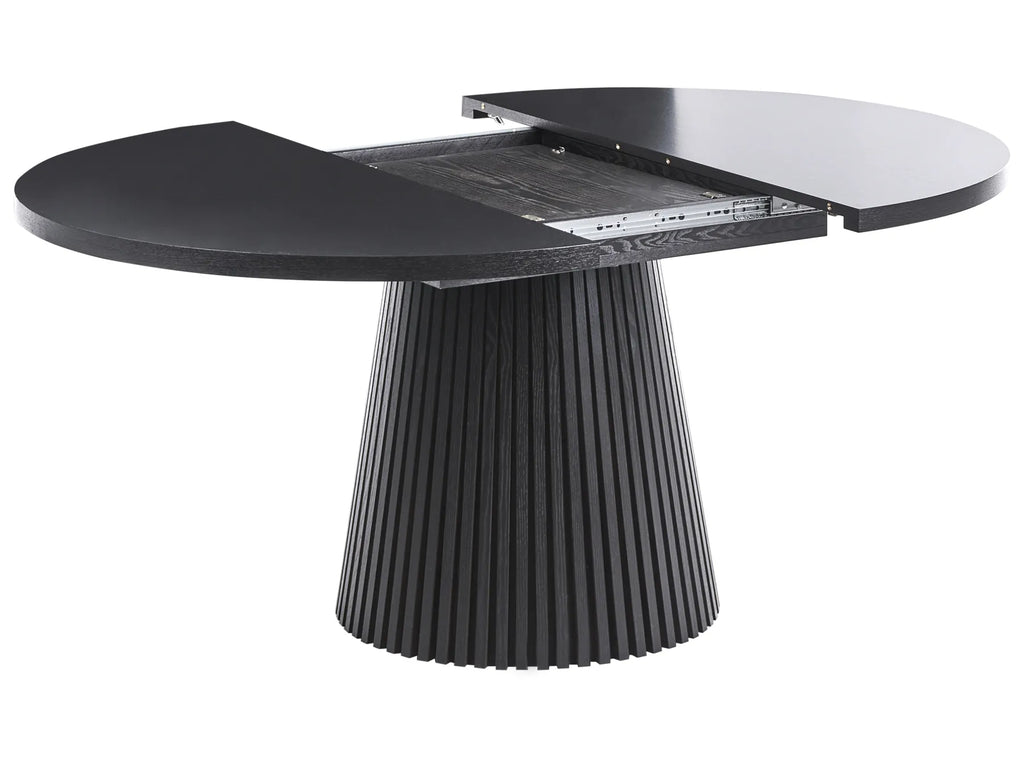 Extending Dining Table MOORE Black Ash Wood 120/160 cm 120 cm