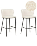 Set of 2 Bar Chairs MINA Boucle White