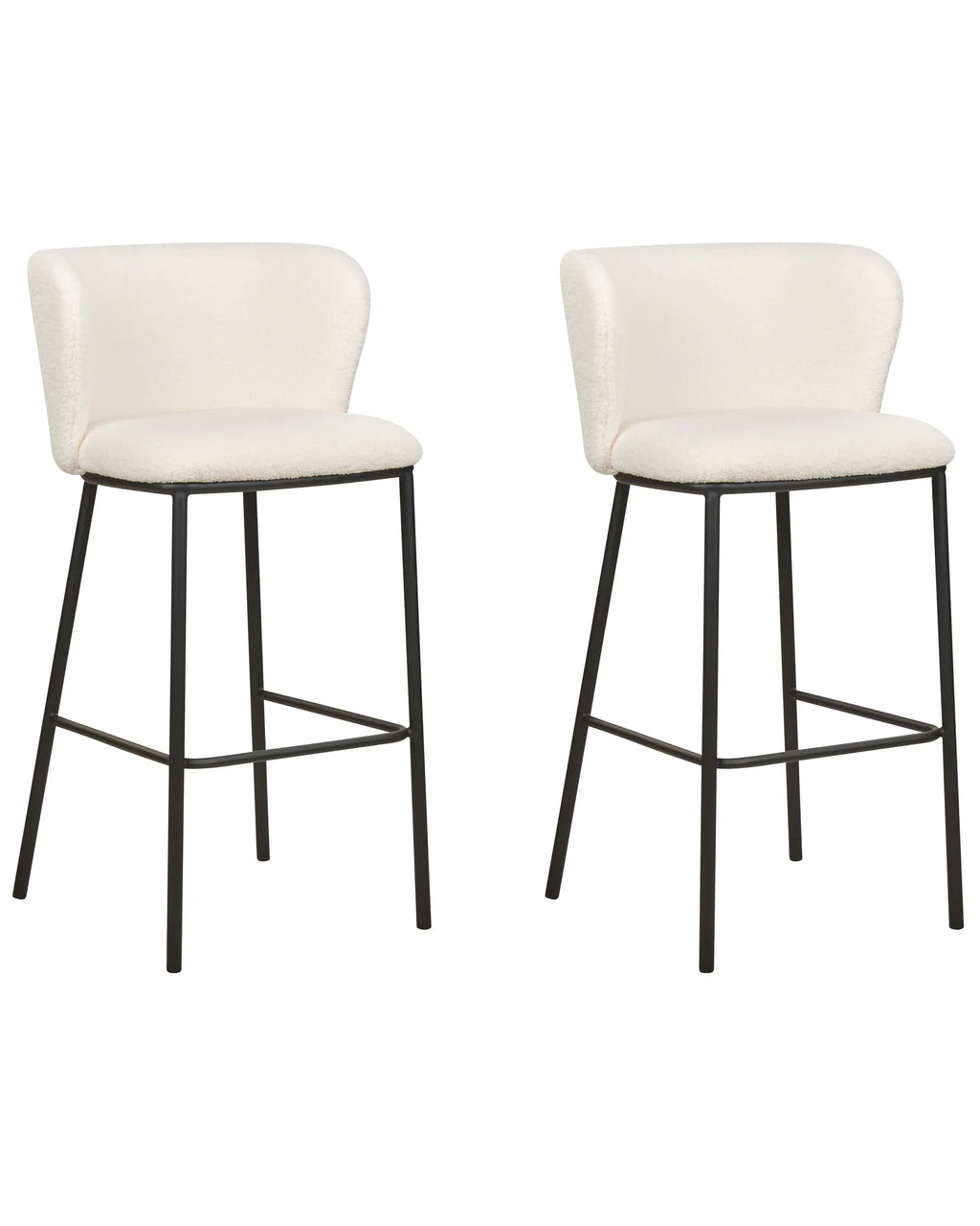 Set of 2 Bar Chairs MINA Boucle White