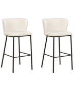 Set of 2 Bar Chairs MINA Boucle White