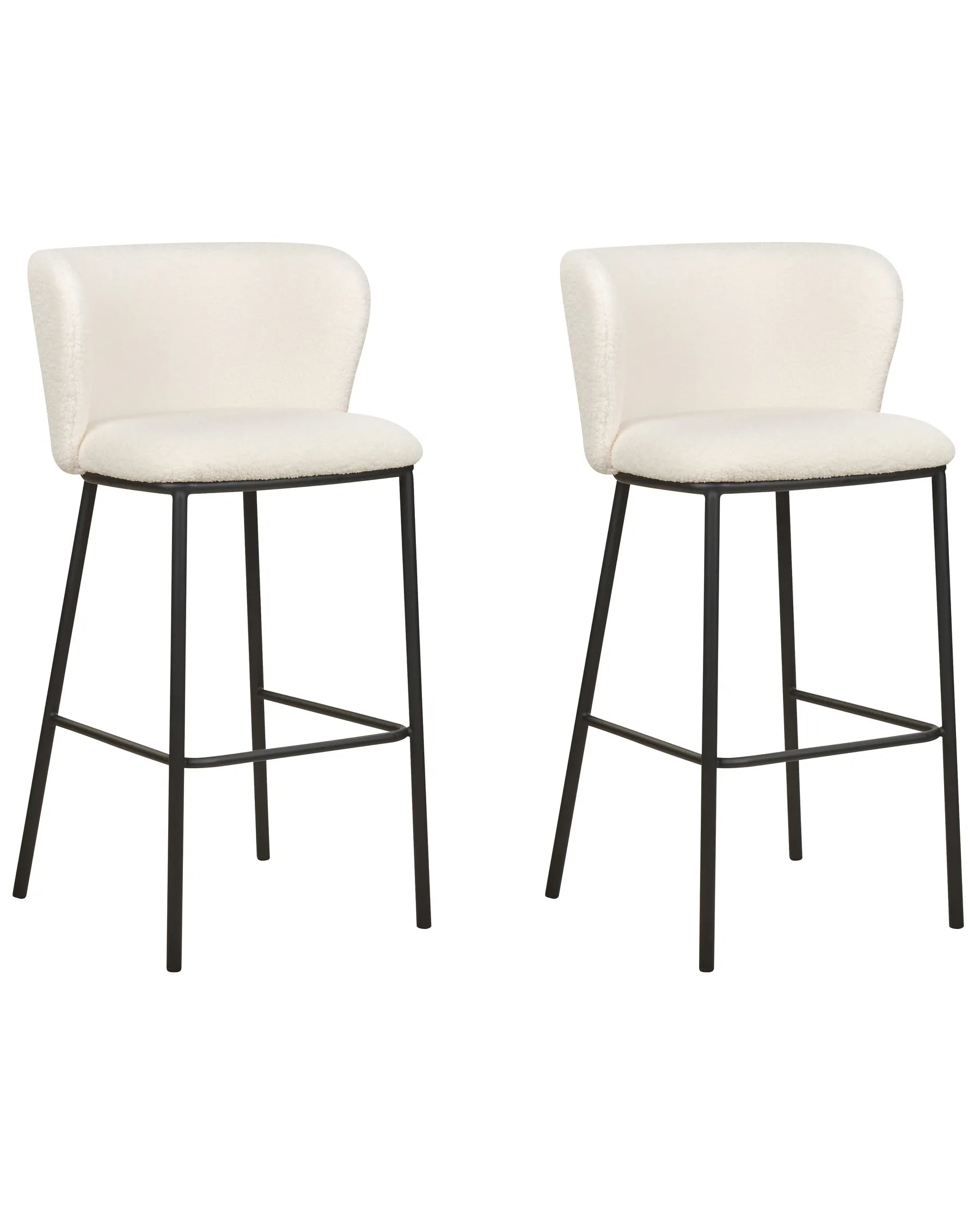Set of 2 Bar Chairs MINA Boucle White