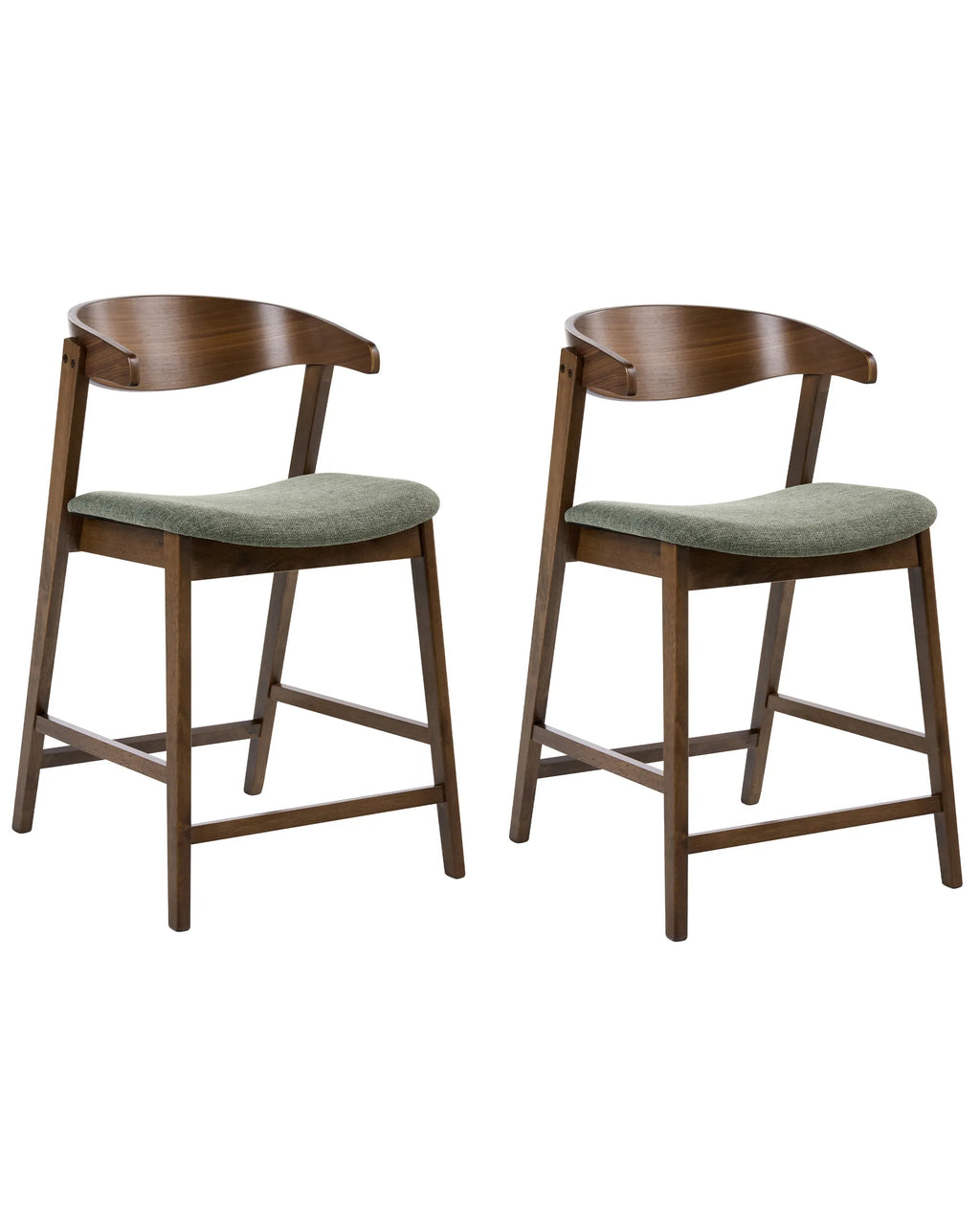 Set of 2 Bar Chairs LILLY Dark Green/ Brown