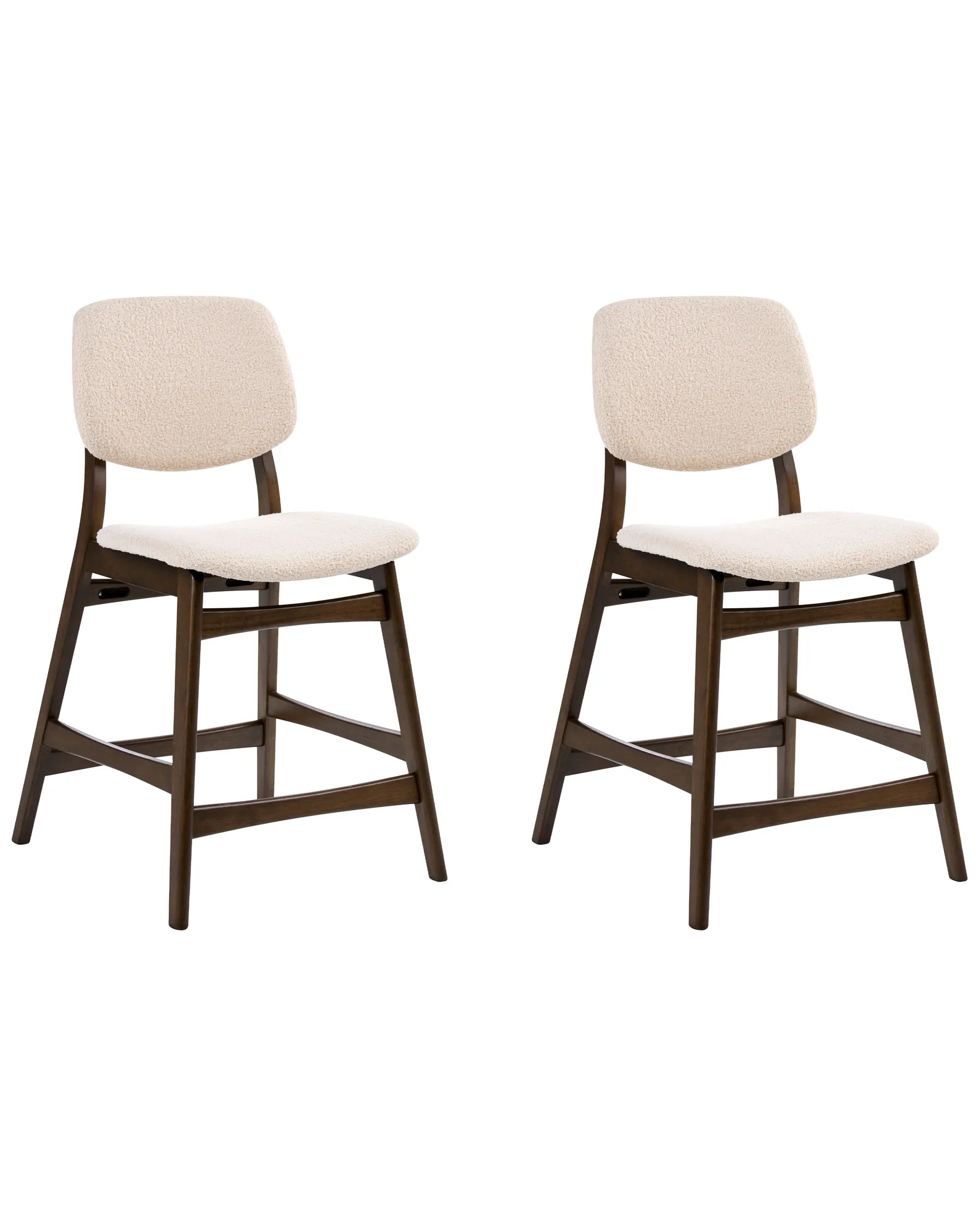 Set of 2 Bar Chairs ELAINE Boucle Brown/ Light Beige