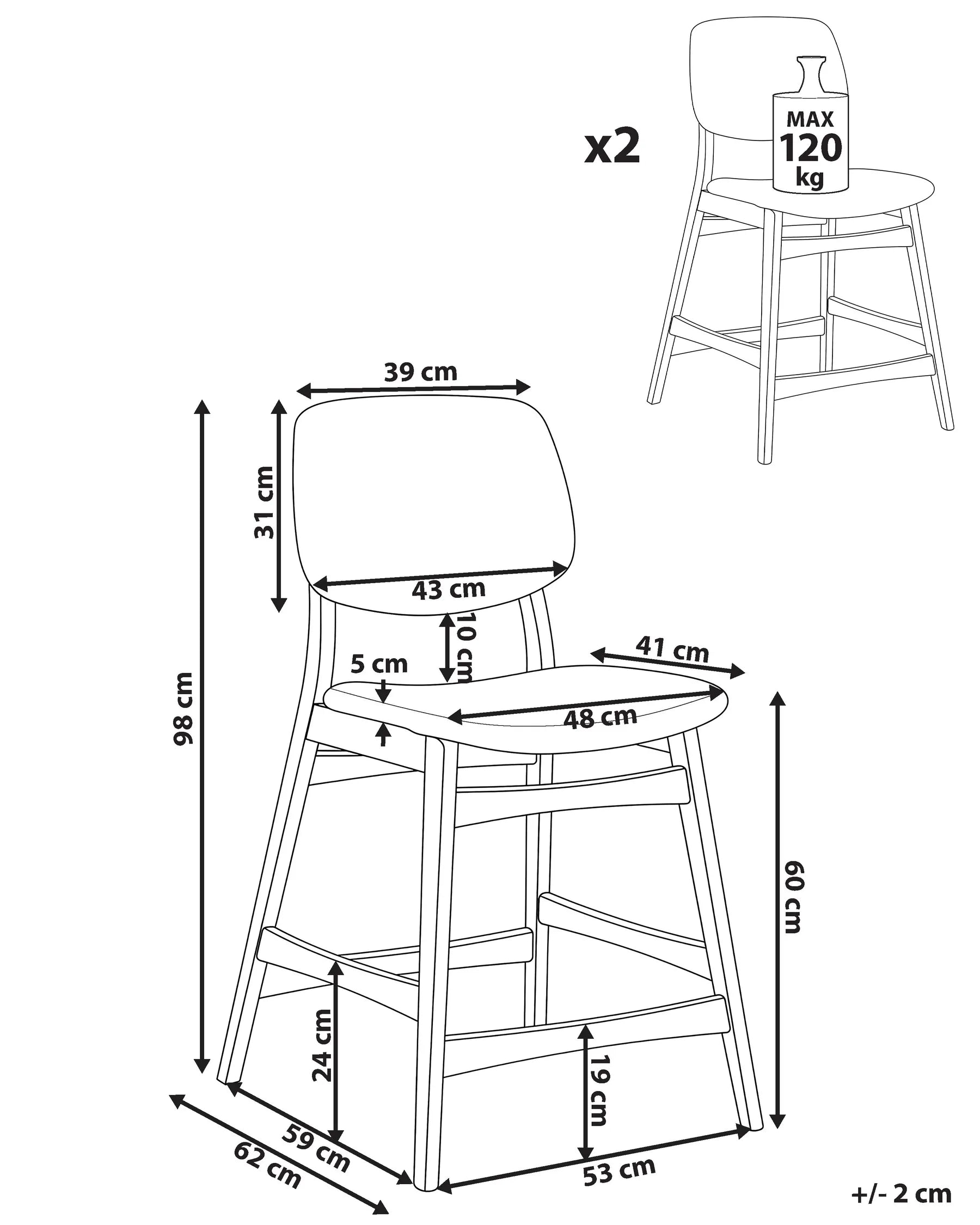 Set of 2 Bar Chairs ELAINE Boucle Brown/ Light Beige