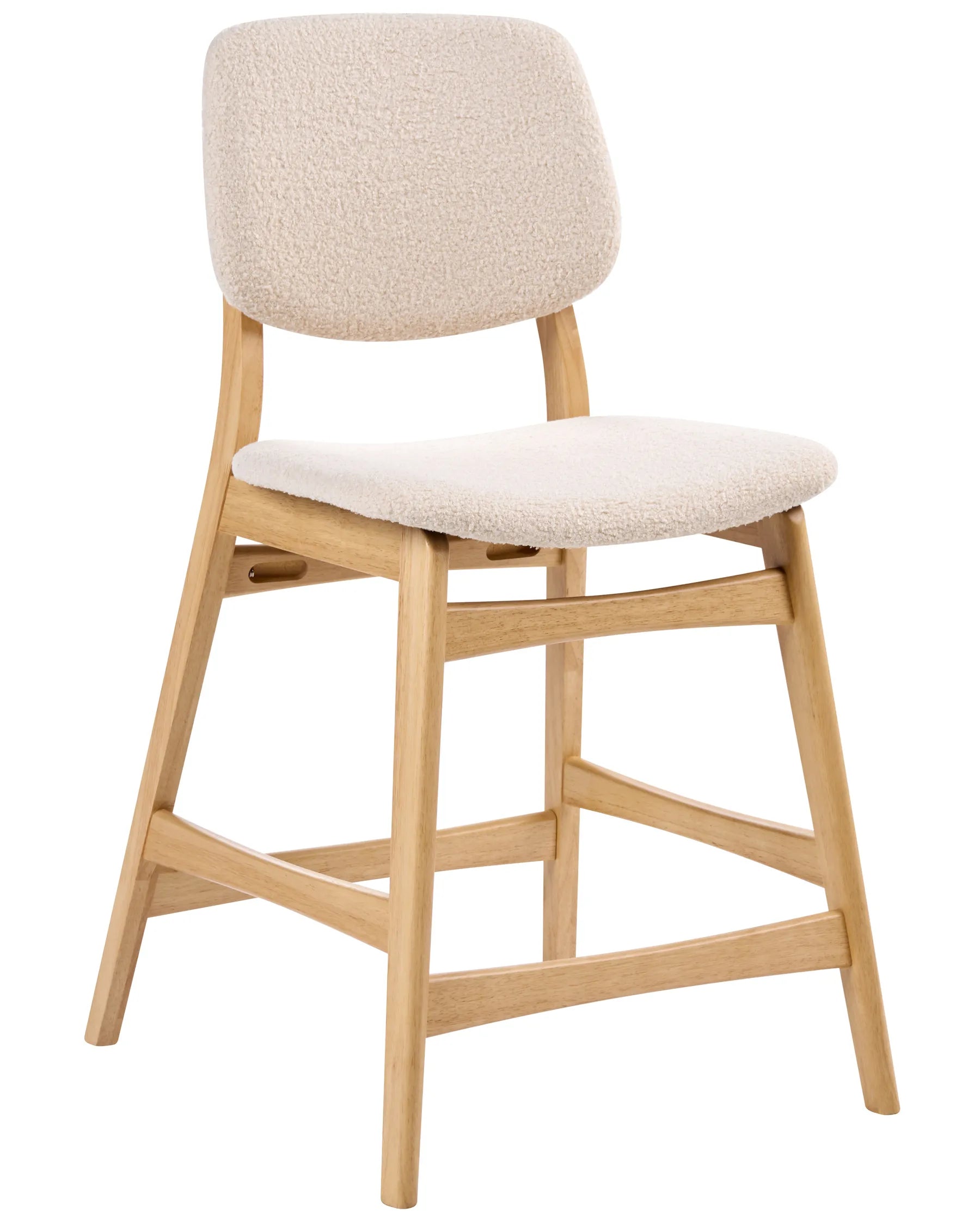 Set of 2 Bar Chairs ELAINE Boucle Light Brown/ Beige