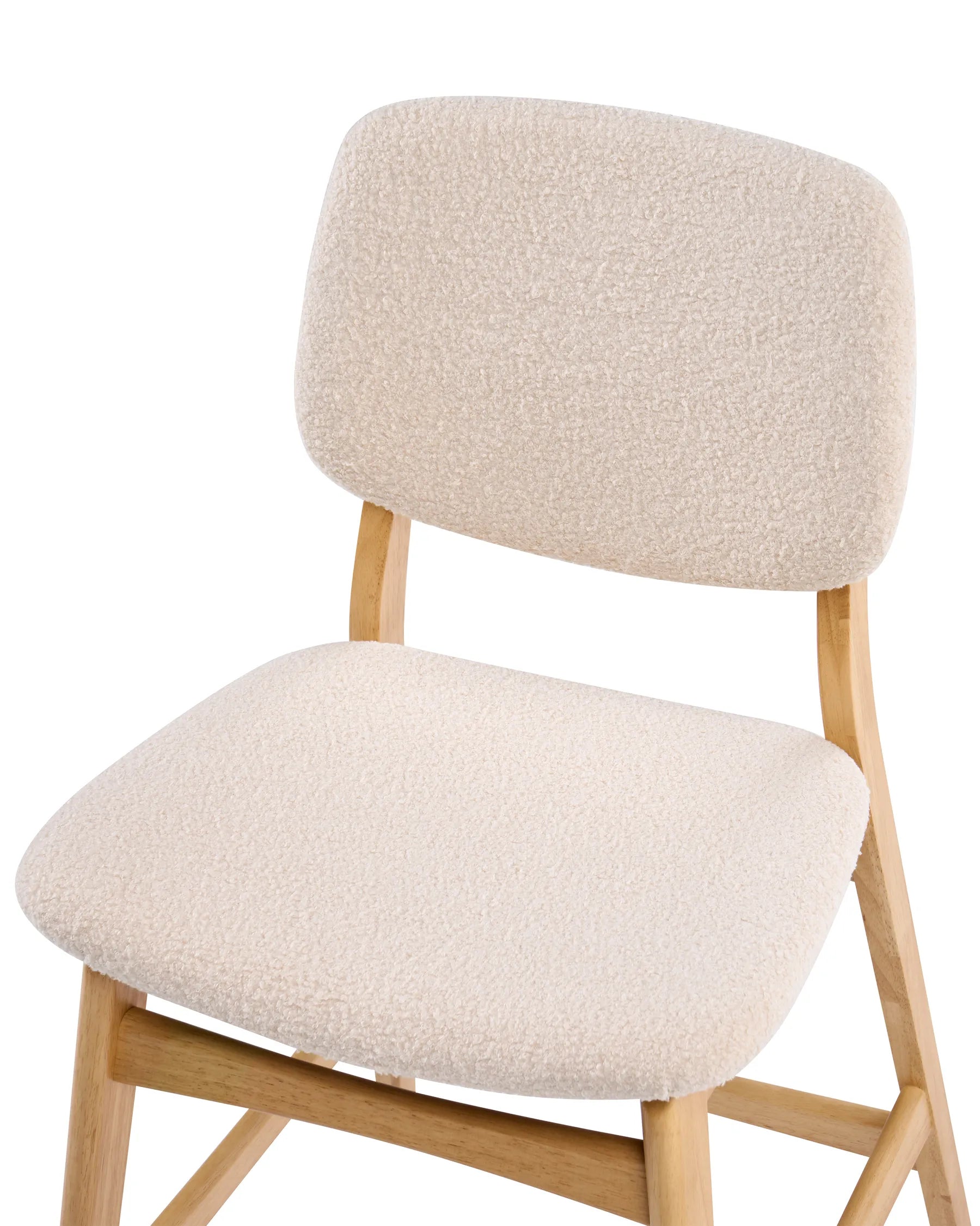 Set of 2 Bar Chairs ELAINE Boucle Light Brown/ Beige