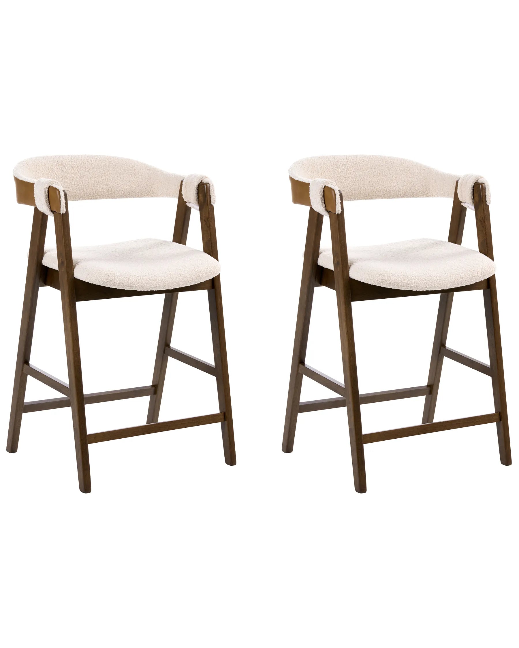 Set of 2 Bar Chairs DAY Boucle Brown/ Light Beige