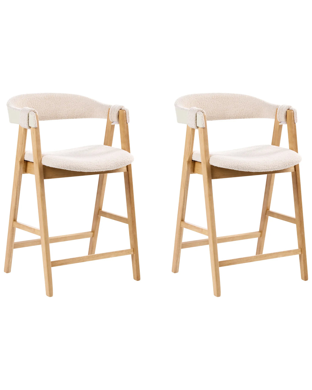 Set of 2 Bar Chairs DAY Boucle Light Brown/ Light Beige