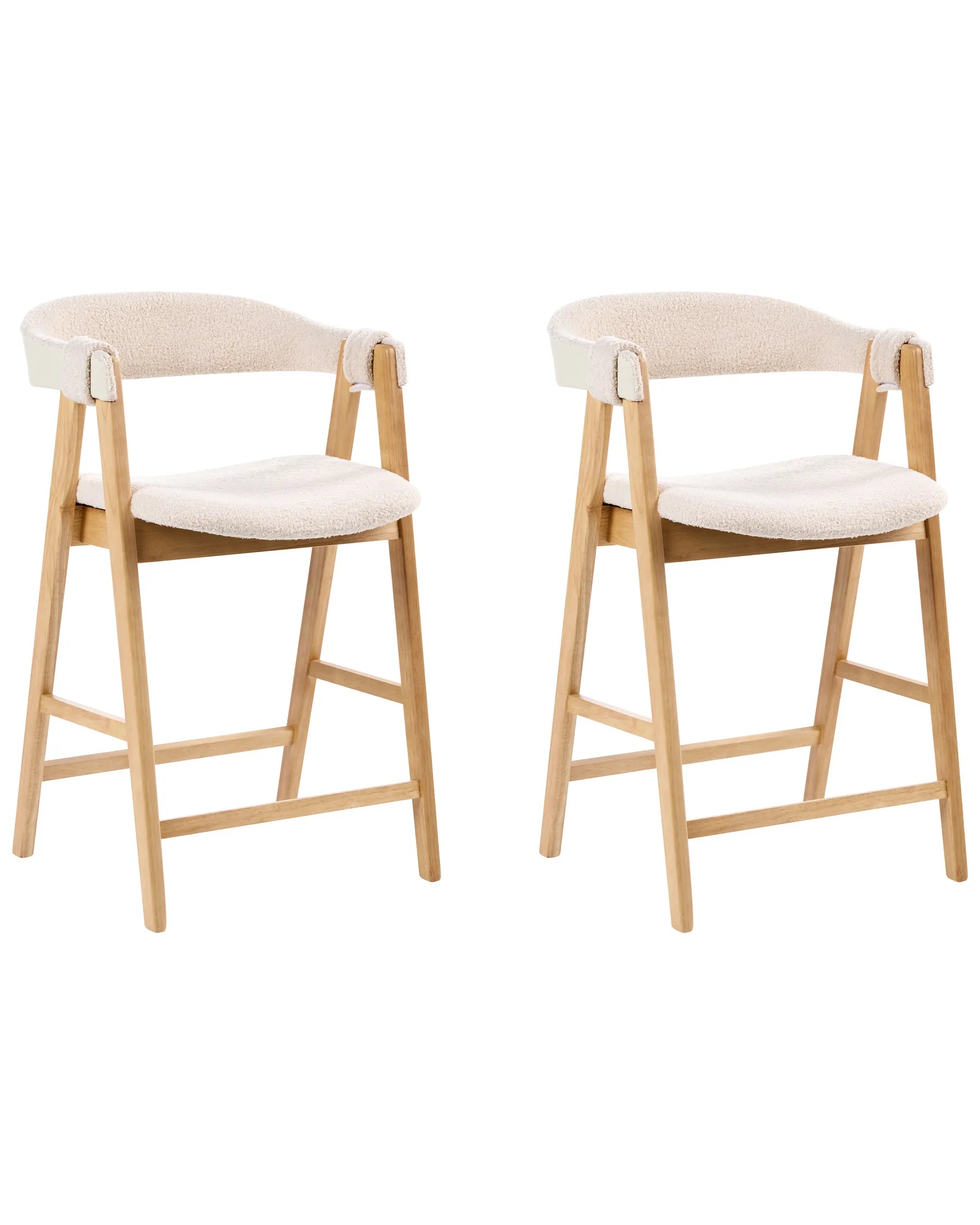 Set of 2 Bar Chairs DAY Boucle Light Brown/ Light Beige