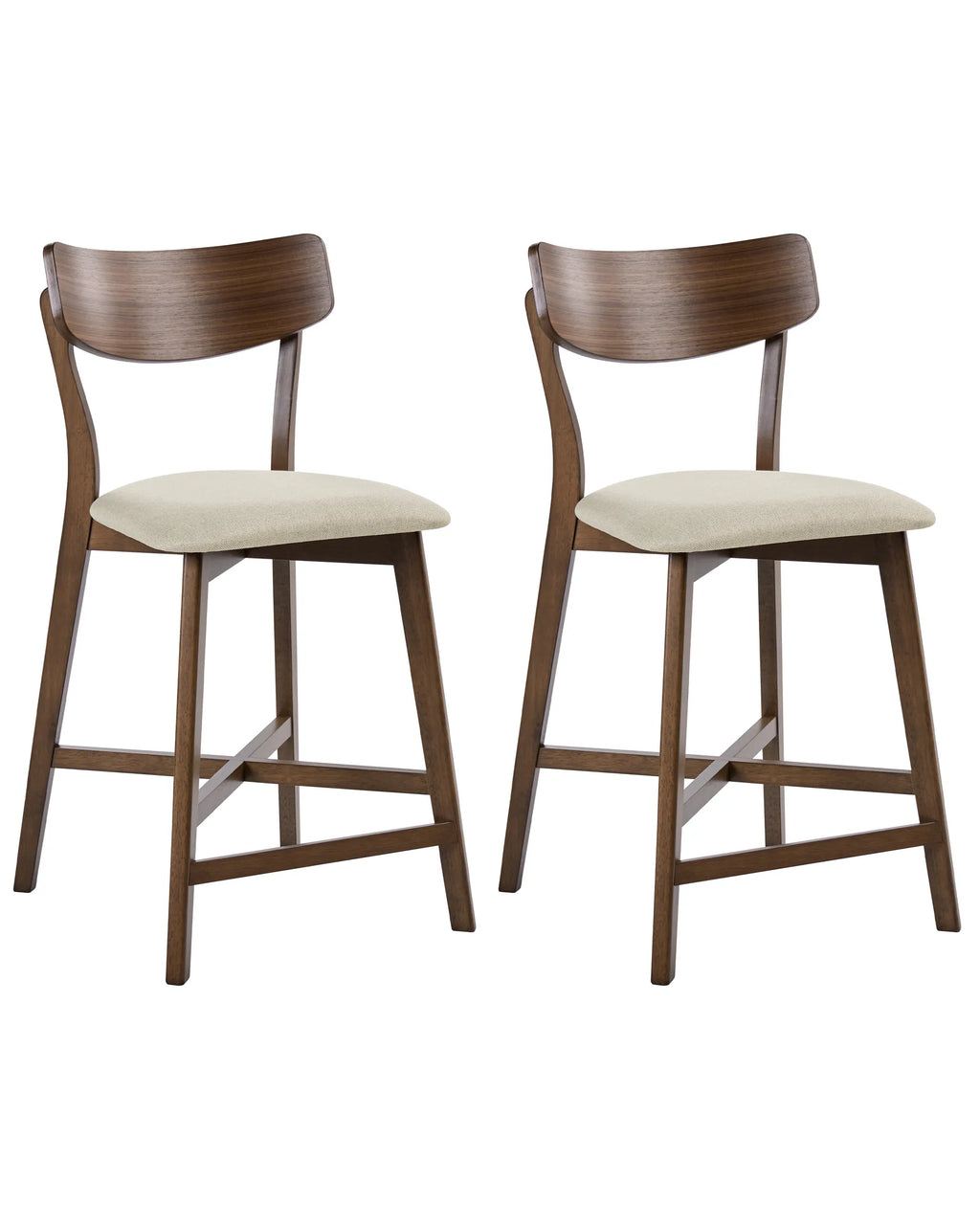 Set of 2 Bar Chairs HOPE Wood Brown/ Beige