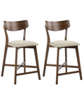 Set of 2 Bar Chairs HOPE Wood Brown/ Beige