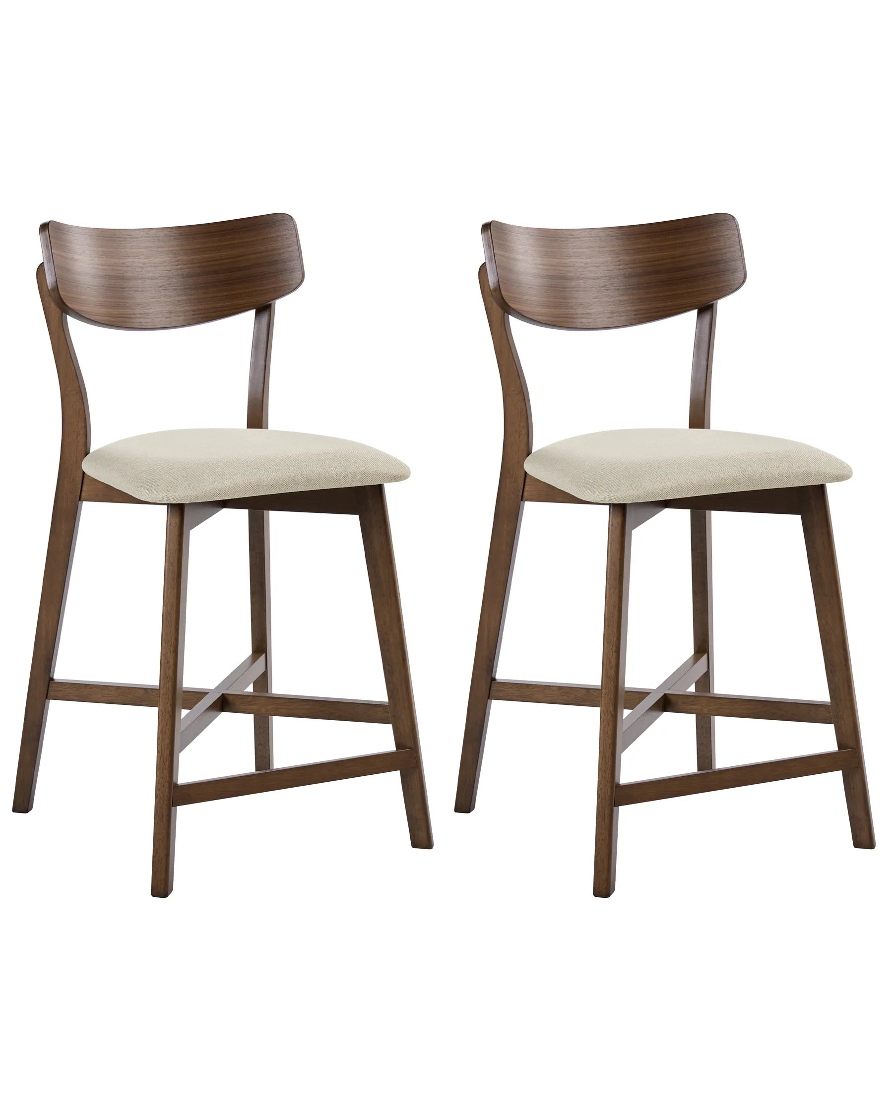 Set of 2 Bar Chairs HOPE Wood Brown/ Beige