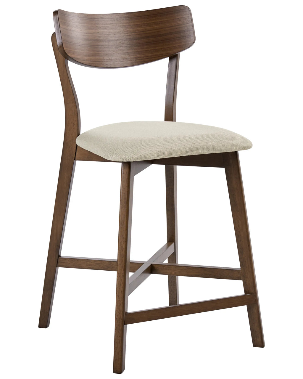 Set of 2 Bar Chairs HOPE Wood Brown/ Beige