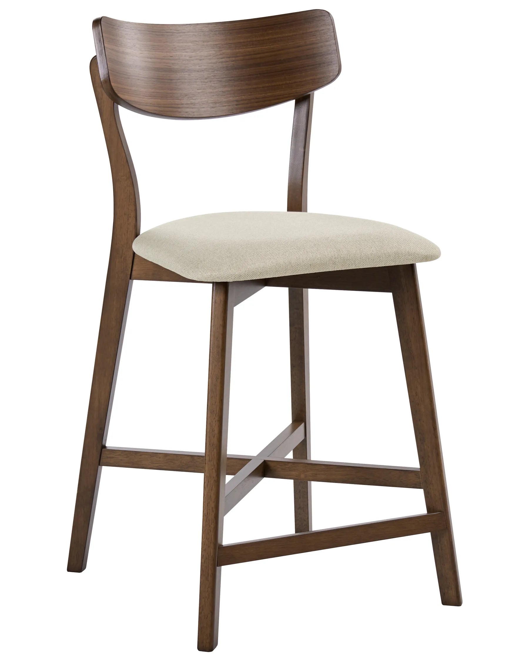 Set of 2 Bar Chairs HOPE Wood Brown/ Beige