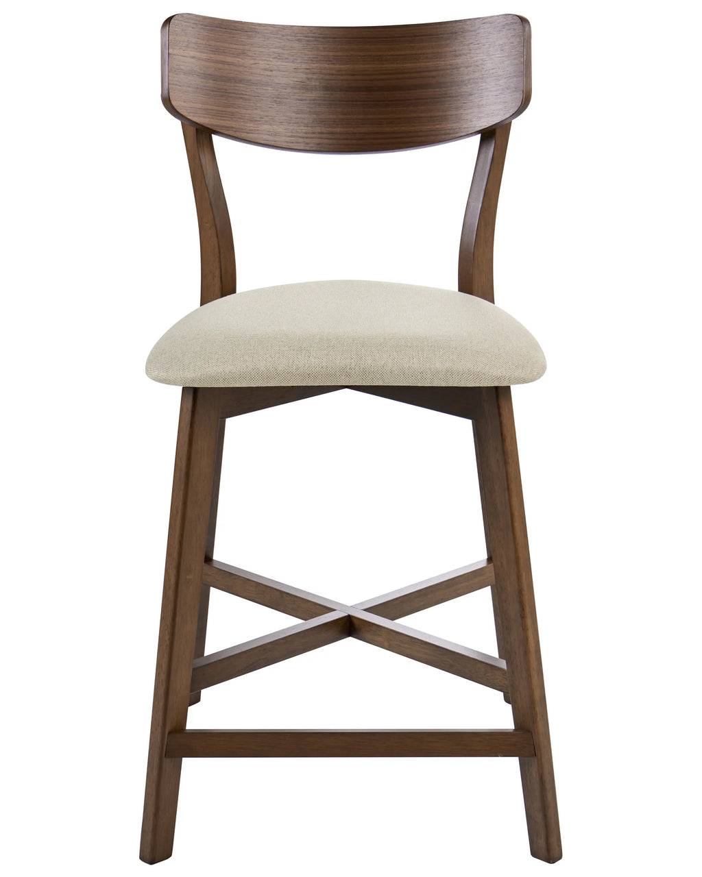 Set of 2 Bar Chairs HOPE Wood Brown/ Beige