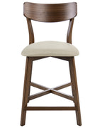 Set of 2 Bar Chairs HOPE Wood Brown/ Beige