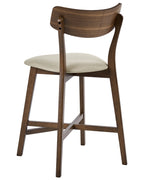 Set of 2 Bar Chairs HOPE Wood Brown/ Beige