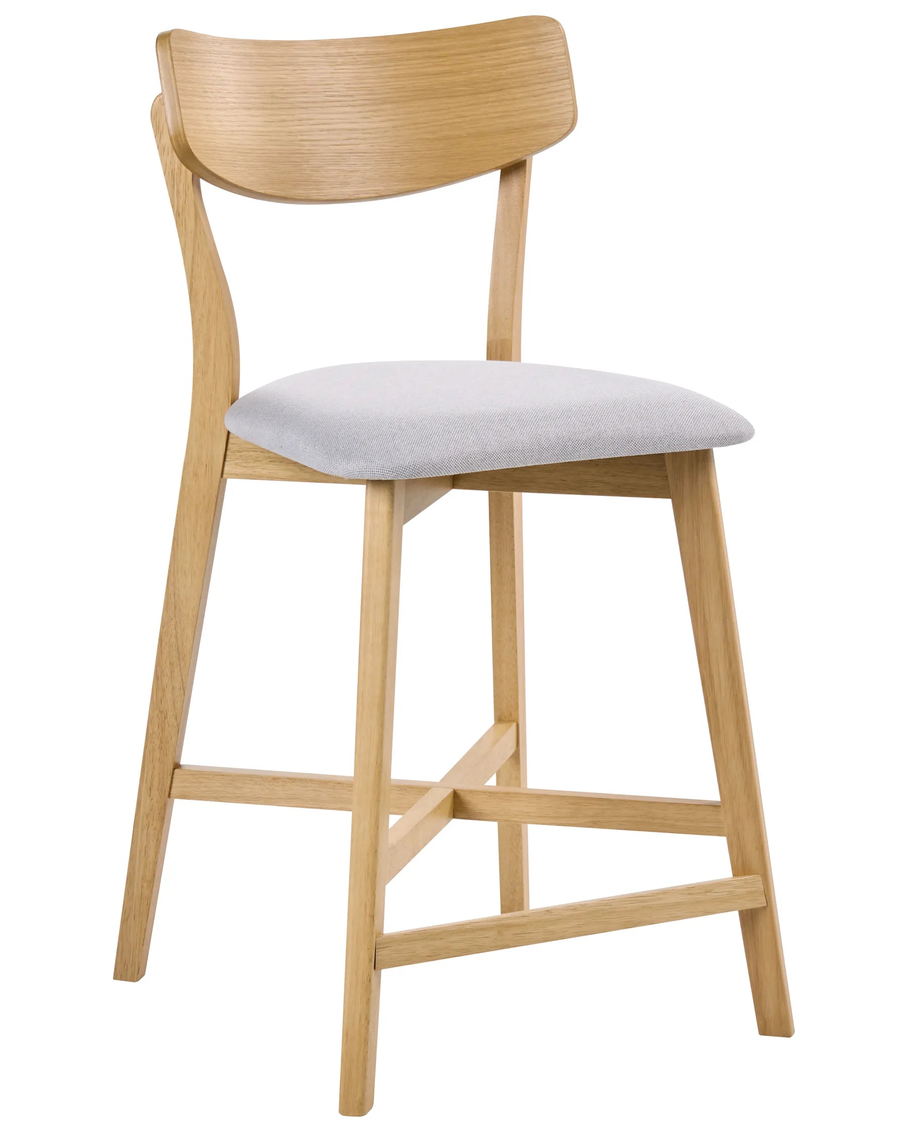 Set of 2 Bar Chairs HOPE Wood Light Brown/ Grey