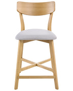 Set of 2 Bar Chairs HOPE Wood Light Brown/ Grey