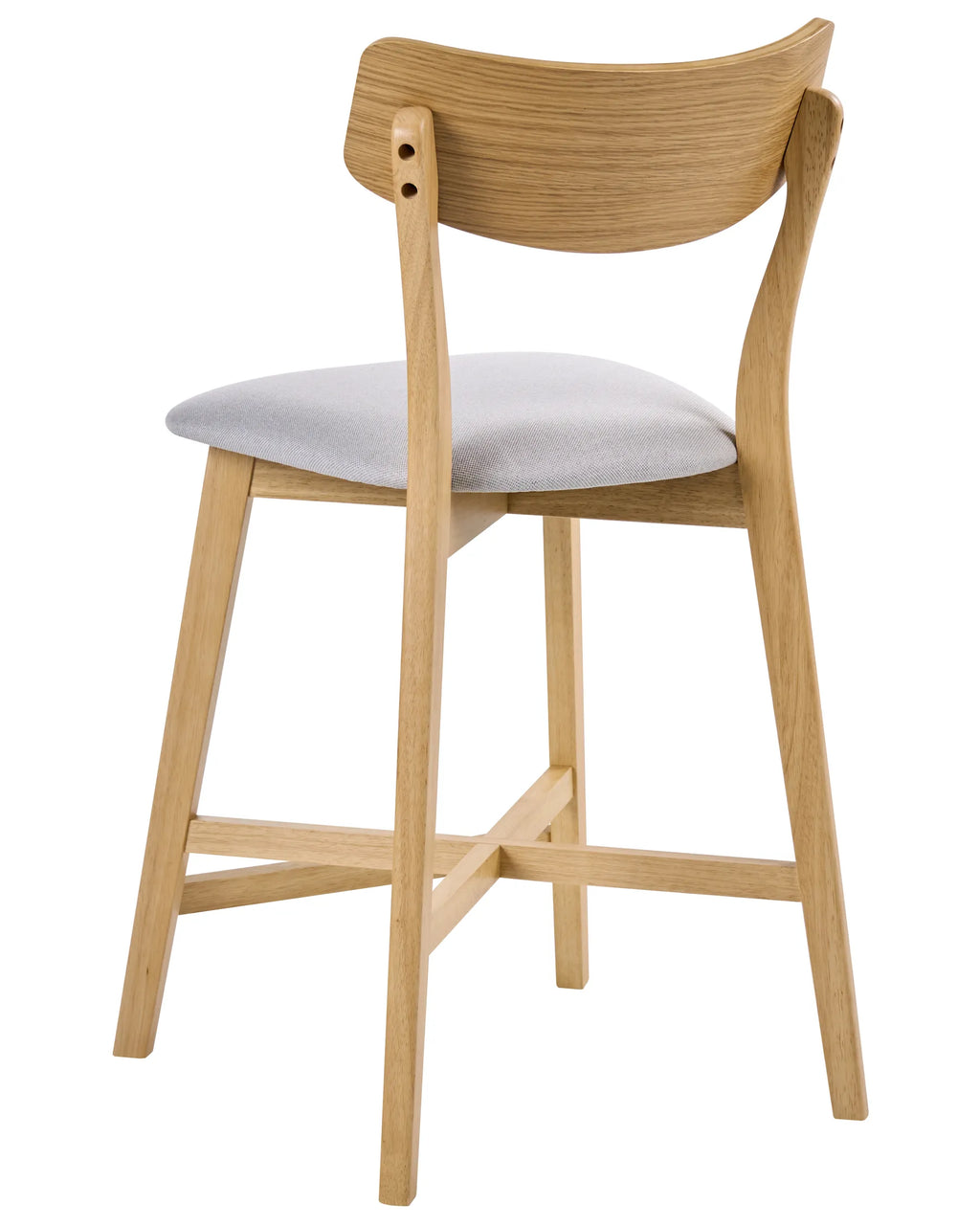 Set of 2 Bar Chairs HOPE Wood Light Brown/ Grey