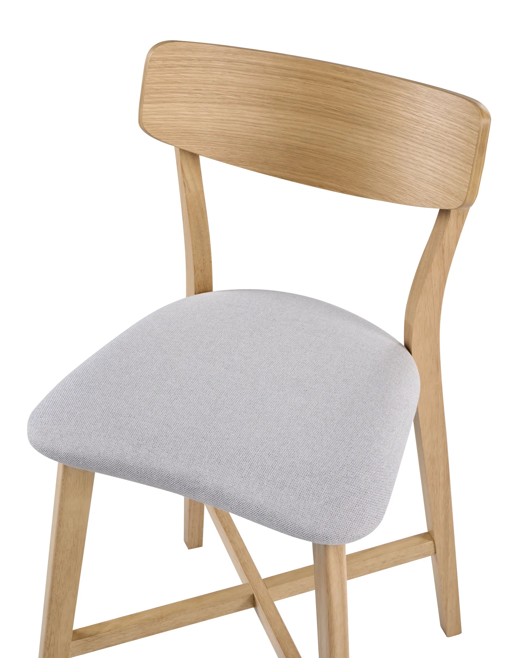 Set of 2 Bar Chairs HOPE Wood Light Brown/ Grey
