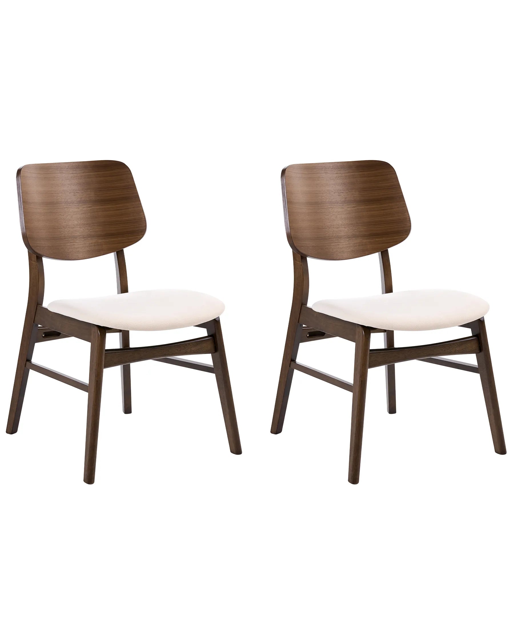 Set of 2 Dining Chairs MAYER Fabric Off-White/ Brown
