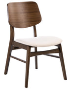 Set of 2 Dining Chairs MAYER Fabric Off-White/ Brown